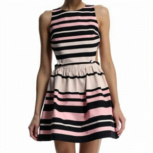 NWT Topshop Striped Fit and Flare Cutout Dress